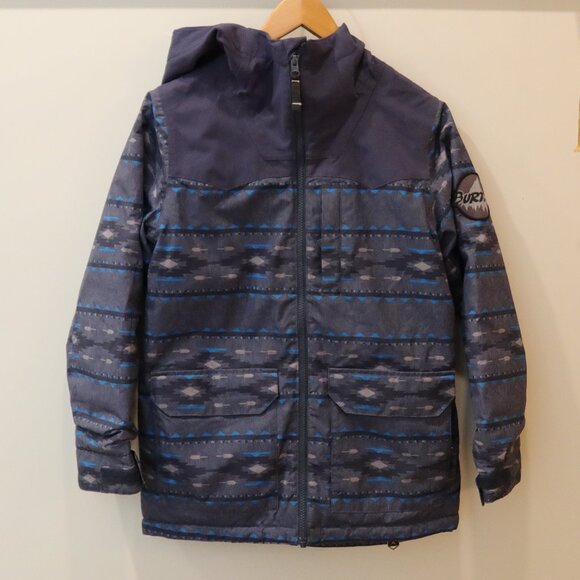 BURTON DRYRIDE jacket boys M snowboard ski blue Aztec waterproof outdoor hiking - Picture 2 of 11